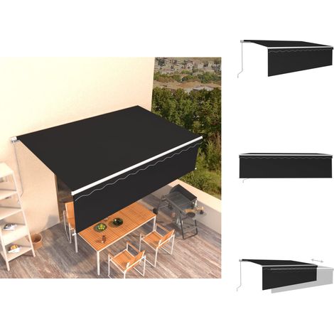 The Living Store Markise Manuell Einziehbar mit Rollo 5x3 m Anthrazit - Markise Anthrazit (1/5)