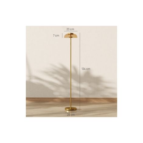 Lampadaire en laiton 3000 K avec lumière chaude et interrupteur au pied pour salon chambre et bureau (1/5)