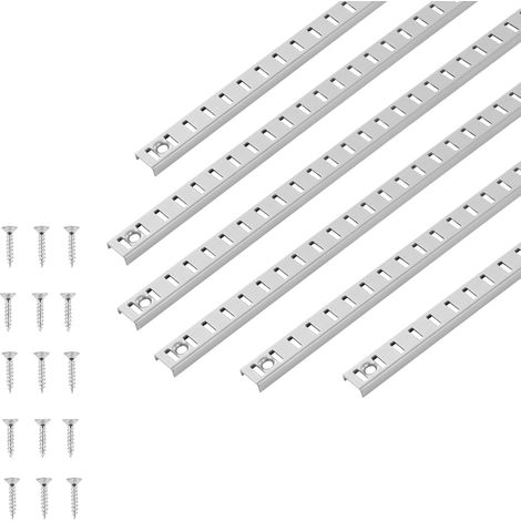 Mophorn Pilastri per Mensole, Staffe Regolabili in Acciaio Inox, Inserti per Strisce con 32 Viti, per Scaffalature a Parete e Armadio, Dimensioni 923 x 17 x 6,5 mm, Set di 8 Pezzi