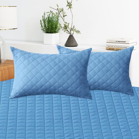 Protège Oreiller Imperméable 50x80 Cm, Protege Oreiller Lot De 2, Hypoallergéniques, Respirant Et Silencieux, Anti Acarien, Anti Tâches, Bactérien, Lavable en Machine, Bleu (1/5)