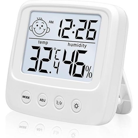 Digitales Innenthermometer mit Hygrometer, Komfortanzeige mit Hintergrundbeleuchtung und Uhr