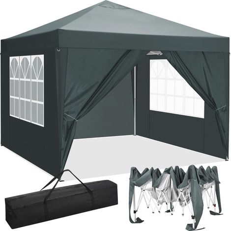 Tonnelle pliante 3x3m imperméable – 4 parois amovibles avec fenêtres – Hauteur réglable 183/192/200cm – Pour événements extérieurs