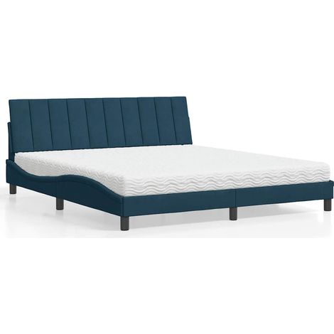 Maison Exclusive - Letto con Materasso Hanko Blu 180x200 cm in Velluto (1/5)