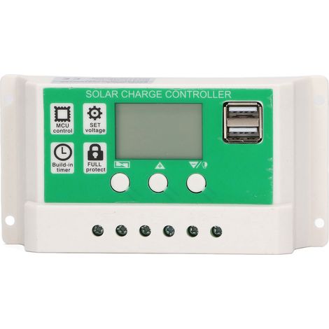 Contrôleur solaire PWM à identification automatique, chargeur solaire double port USB avec câble PV pour usage domestique 24 V 12 V 10 A (1/5)