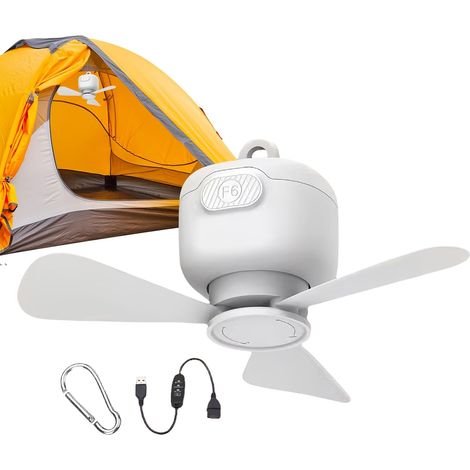 Ventilateur De Plafond Portable - Ventilateur de Plafond avec Télécommande Sans Fil pour Gazebo Souffleur avec Crochet pour Camping Car Garage Atelier Chambre Terrasse (1/5)