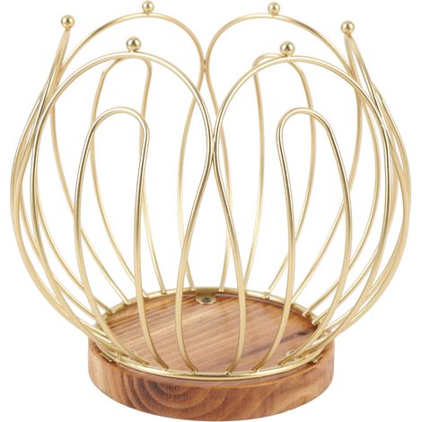Récipient rangement capsules café sur socle bois en fer forgé pour comptoir cuisine, capacité 25 capsules 52mm (1/5)