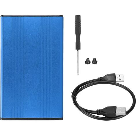 Boîtier Disque Dur 2.5 pouces 2 To Capacité Débit 480 Mbps Alliage Aluminium USB 2.0 pour Windows Vista Bleu (1/5)