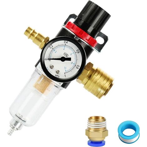 Druckluft-Druckregler 1/4 Zoll – Kompressor Öl-Wasserabscheider mit Luftfilter & Schnellkupplungen