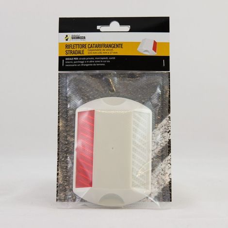 Riflettore catarifrangente bianco in plastica per asfalto 115x80x17mm (1/5)