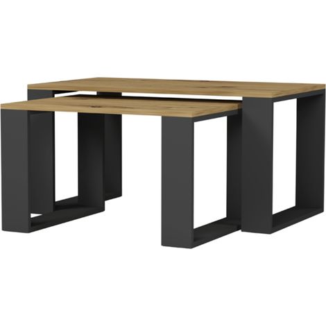 2er-Set Couchtische, Artisan Mix Anthrazit - Modern A-7, 45 x 90 x 50 cm (1/3)
