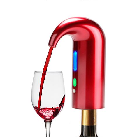 Aérateur de vin électrique verseur, carafe à vin portable à une touche et pompe distributeur de vin, distributeur d'oxydant de vin rechargeable par USB, rouge (1/4)