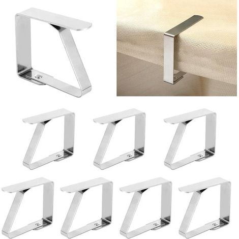 8 pinces à nappe en acier inoxydable, très grande taille pour tables de 2,5 à 6,5 cm d'épaisseur (pour pique-niques et fêtes) (1/5)