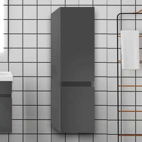 110 cm Hochschrank Hängeschrank Badschrank Badezimmer Schrank Anthrazit Hochglanz (1/4)