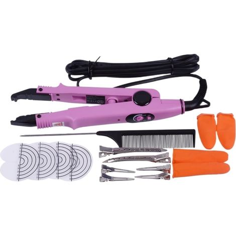 1 Ensemble D'outils De Fer À Fusion For Extensions Cheveux, Kératine Pré-collée, Température Réglable, Connecteur Thermique, Kit Complet Gain Temps Efficace (1/3)