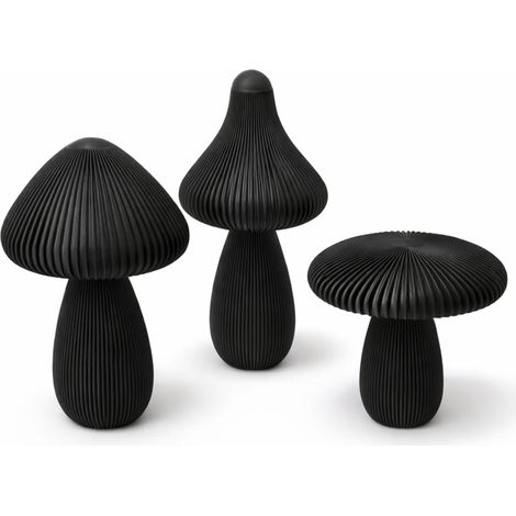 Funghi decorativi neri, set da 3, ideali per decorare mensole o cassettiere. (1/3)