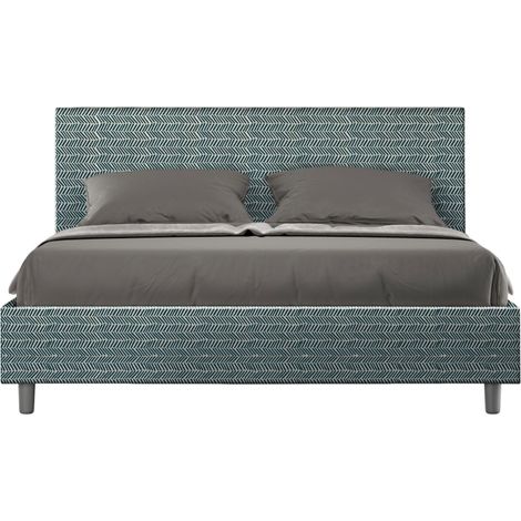 Letto matrimoniale contenitore imbottito 160x190 tessuto Aragona 8 blu Adele (1/4)