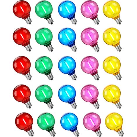 Filiyano-Ampoules LED E12 1W colorées pour décoration intérieure et extérieure – 24 V et 220 V CC, étanches et incassables, en PET et aluminium, lot (1/5)