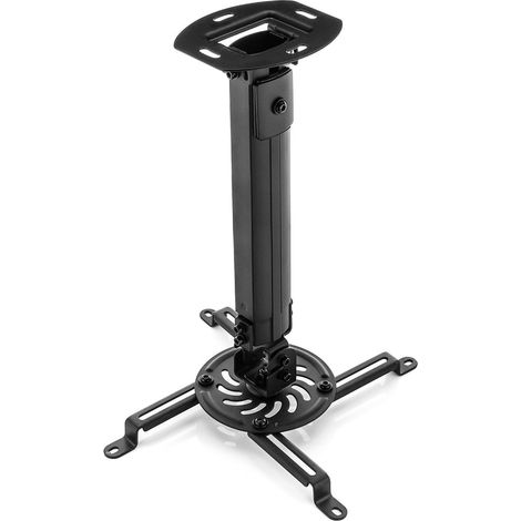 1 Support Plafond Projecteur, Réglable 380-580mm, Pivotant 360°, Inclinable +-15°, Charge 13,5kg, Noir (1/5)