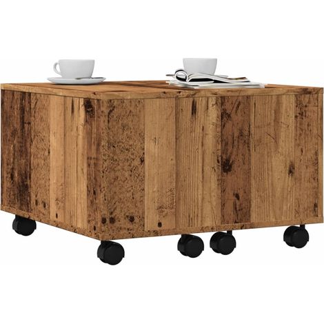 Table basse vieux bois 60x60x38 bois d'ingénierie (1/5)