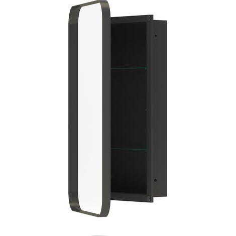 Armoire miroir 85x51cm miroir avec rangement pour salle de bains salon et chambre à coucher carré élégante Noir (1/5)
