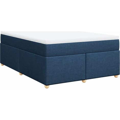 Maison Exclusive - Sommier à lattes de lit avec matelas Bleu 160x200 cm Tissu (1/5)