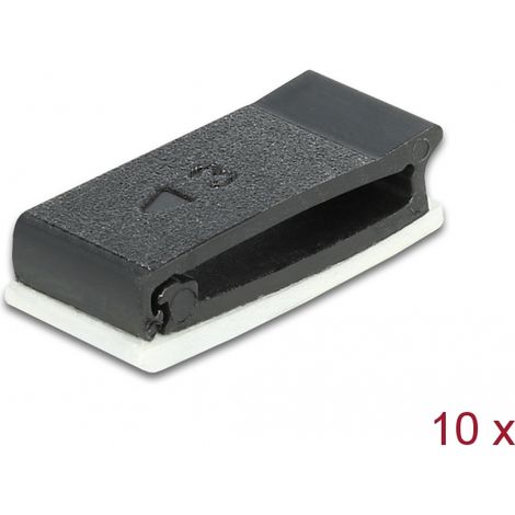 Delock Portacables con clip de bloqueo autoadhesivo en color negro 10 piezas