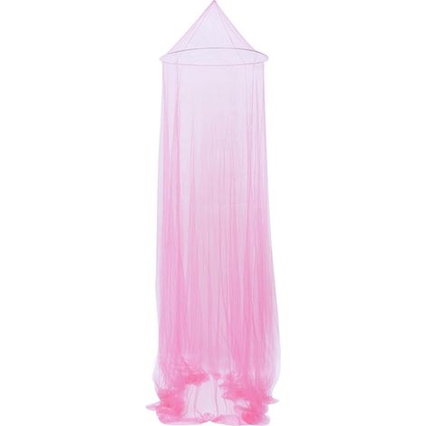 Ciel de lit conique en polyester rose avec moustiquaire intégrée (1/5)