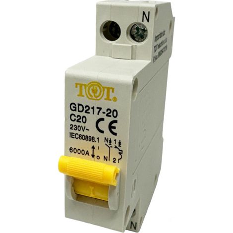 Interruttore automatico magnetotermico differenziale salvavita modulare per quadro elettrico 1P+N 6ka 20 ampere (1/4)