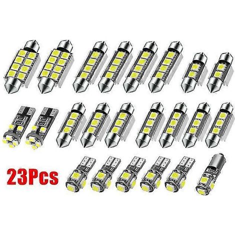 Kit de 23 mini-ampoules LED blanches T10 5050 pour éclairage intérieur (plafonnier, plancher, coffre, plaque d'immatriculation) pour BMW E53 E60 E90 Golf 4 et 7. (1/5)