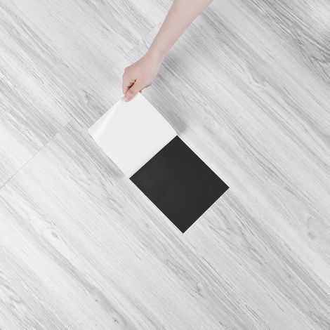 Sol PVC Vintage 24 Pièces Lino Blanc Carrelage Salle De Bain Lavable Dalle PVC Adhesive Sol Bois Blanc 90cm X 15cm Dalle Autocollante Chambre Carrelage Adhesif Bois (1/5)
