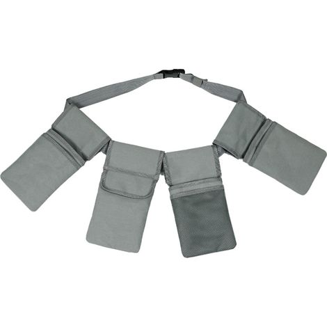 Ceinture Outils de jardin ajustable et 4 pochettes amovibles en toile imperméable Garden Tool Waist Belt gris (1/5)