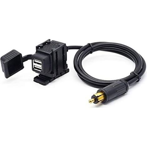 DIN Hella Adaptateur d'alimentation de prise de chargeur USB double moto 2.1A avec câble de 1.8m pour téléphone / iPhone / GPS SatNav (1/5)