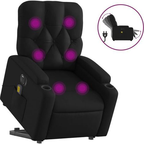 Chaise longue de massage électrique en cuir synthétique noir – Réglable en hauteur, fonction chauffage dorsale, inclinaison 0-180°, pour salon ou spa à domicile (1/5)