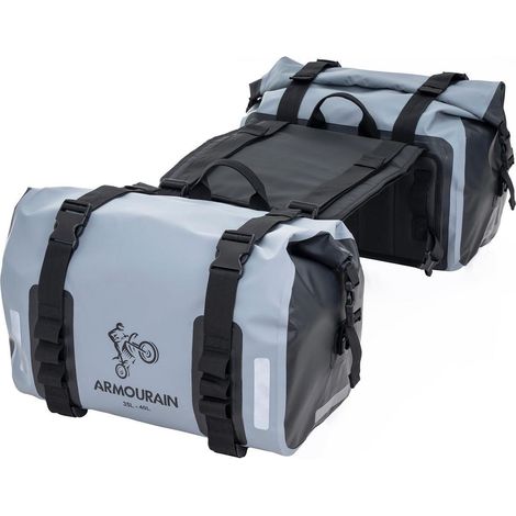 Motorrad Satteltaschen 70L Wasserdicht mit Reflektoren Grau (1/5)