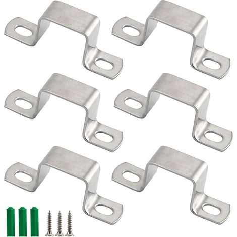 Lot de 6 supports en acier inoxydable 304 pour tube carré de 50x50 mm en forme de U avec bride de tuyau et vis (1/5)