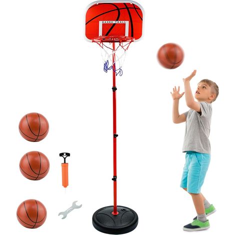 Children's Basketball Hoop, Portable Basketball Hoop 50 cm-150 cm for Children, Adjustable Basketball Basket for Indoor Outdoor with 3 Balls, Net, Pump (1/5)