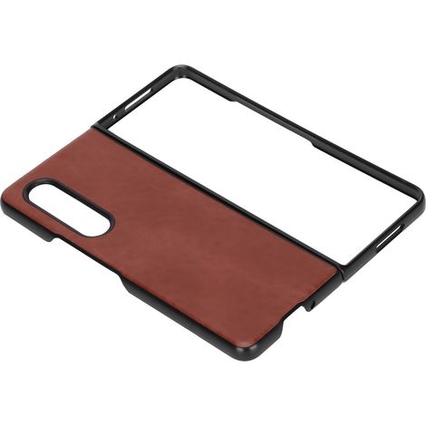 Étui de protection en cuir marron pour smartphone Samsung Galaxy Z Fold 3, antichoc (1/5)