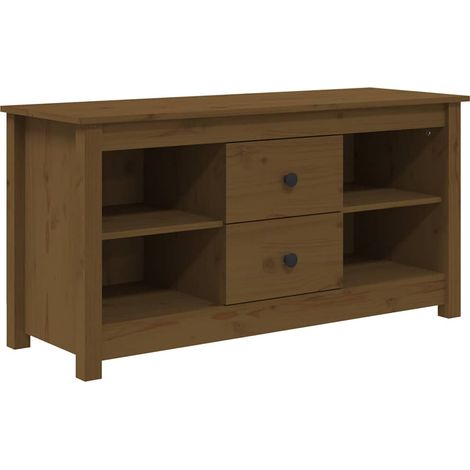 vidaXL Mueble de TV madera maciza de pino marrón miel 103x36,5x52 cm (1/2)