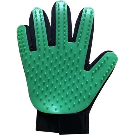 Gants de toilettage pour animaux, verts, pour droitier, 23 x 17 cm, 1 pièce, adaptés aux brosses de toilettage pour chiens et chats. (1/4)