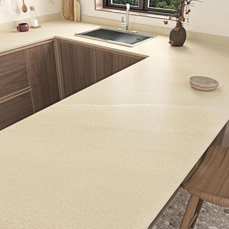 Papier Peint Adhésif Mural Granit Beige Mat Revetement Adhesif pour Meuble Cuisine Lavable Chambre Papier Vinyle Adhesif Salle de Bain Papiers Peints Decoratifs 40cm X200cm (1/5)