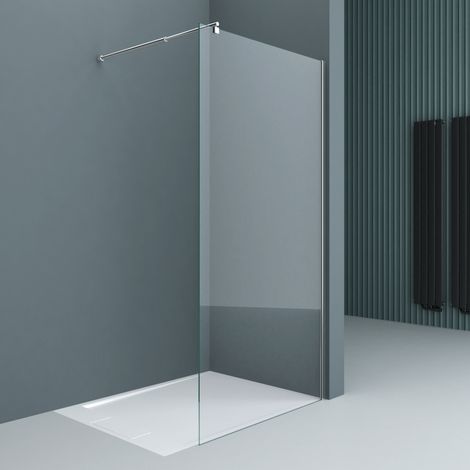 doporro Luxus Duschwand Duschabtrennung Bremen2K 80x200 Walk-In Dusche mit Stabilisator aus Echtglas 10mm ESG-Sicherheitsglas Klarglas inkl. Nanobeschichtung