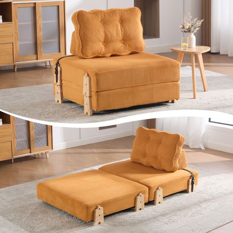 Ein bequemer Sessel im modernen skandinavischen Stil aus Cord – ein ausklappbares Schlafsofa ein klappbares Einzelsofa (1/5)