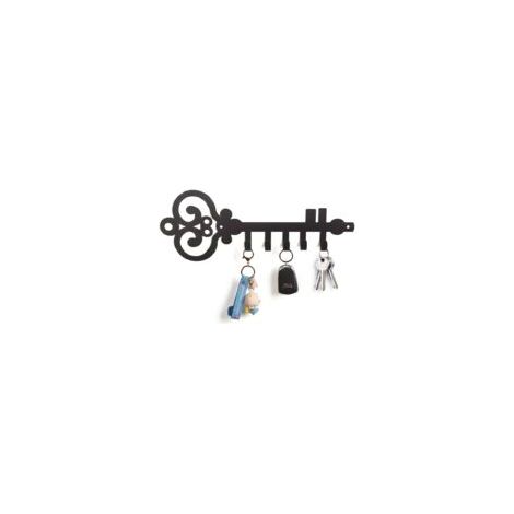 Appendiabiti in metallo da parete con portachiavi e design decorativo, organizer a forma di chiave con 5 ganci per parete, bagno, cucina, ingresso