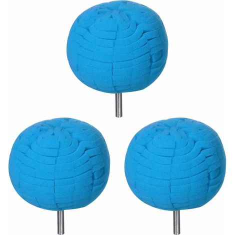 Lot de 3 tampons de polissage à bille de 7,6 cm (3 pouces) en éponge abrasive,tige de 6,35 mm (1/4 pouce) de diamètre