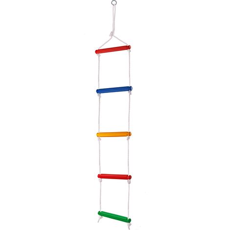 Strickleiter bunt Kletterleiter Kletterseil Seilleiter 5 Sprossen Kinderschaukel (1/4)