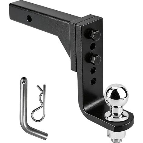 Porte-dents réglable en hauteur, avec support de connexion de 2 pouces et bille de remorque de 50 mm, hauteur réglable en 5 positions, charge de remorquage jusqu'à 4000 kg, acier revêtu (1/5)