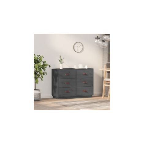Buffet Gris 100x40x75 Bois massif de pin (1/5)