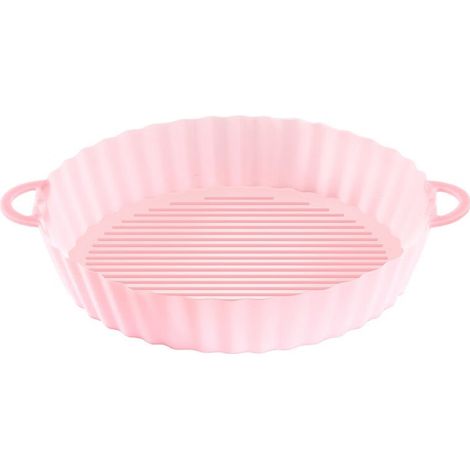 Pot en Silicone pour Friteuse à Air (20cm) Reusable Silicone Basket Panier Friteuse en Silicone Air Doublure de Four à Friteuse Accessoires pour four plaque à gâteau à micro-ondes (rose) (1/2)