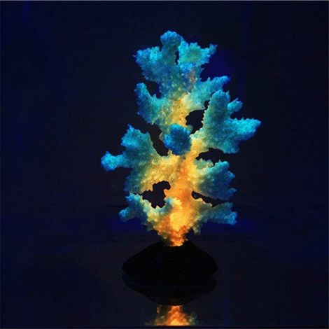 1 pièce de corail artificiel à effet lumineux, décoration pour aquarium (orange) (1/5)