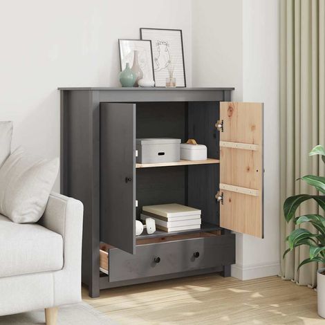 Buffet - Armoire de rangement Enfilade Gris 83x41,5x100 cm Bois massif de pin BV952552 - BonneVie (1/5)